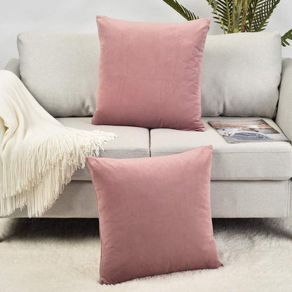 Set of 2 Comfortable Throw Pillow Cover for Bedding, Decorative Accent Cushion Sham Case for Couch Sofa, Soft Solid Velvet with Zipper Hidden - 18"x18", Mauve Pink