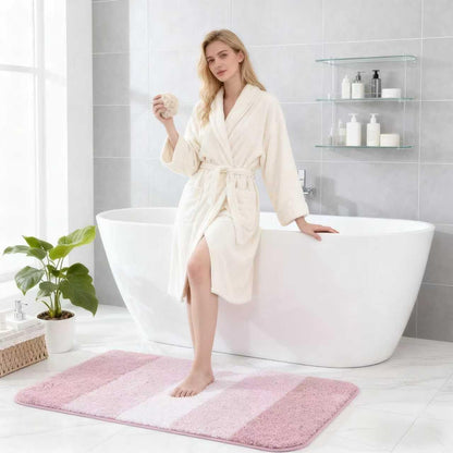Exclusivo Mezcla Bathroom Rugs Mat 17x24, Extra Soft Non Slip Absorbent Microfiber Bath Rugs, Machine Washable Quick Dry Bath Mats for Bathroom Floor, Shower, Home Decor, Gradient Pink