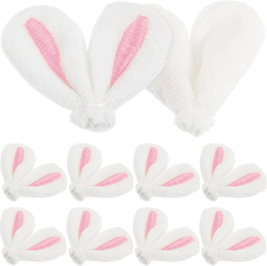 NUOBESTY 20pcs DIY Hair Pins Easter Rabbit Ears Clips Decor, Mini Bunny Ear Hair Accessories Easter Crafts Bunny for Party, Crafting, Plush, Women and Girls (Pink)