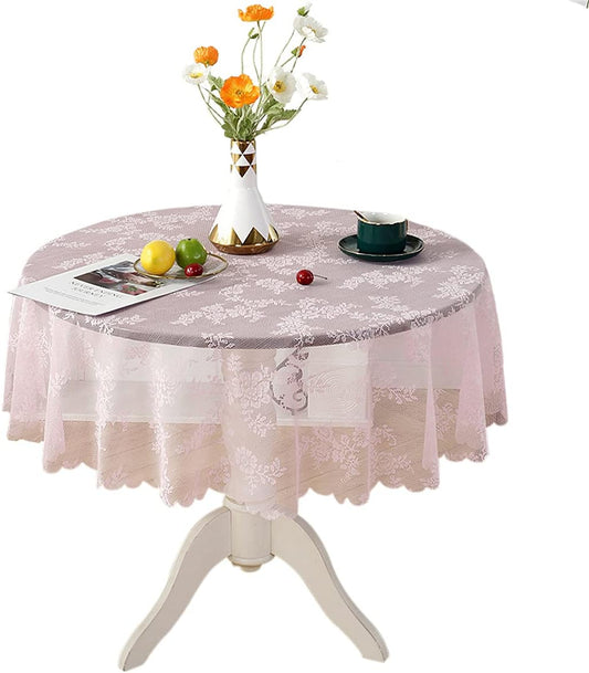 Round Pink Lace Tablecloth Vintage Classic Lace Lightweight Table Cloth Table Decoration 60" Round