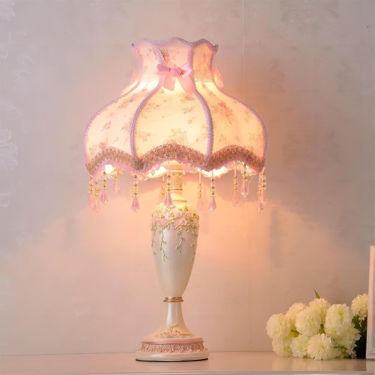 LIGHTLAND European-Style Garden lamp Creative Warm Pink lamp Bedroom Bedside nightlight