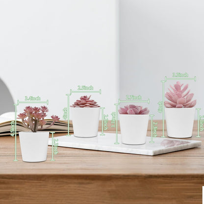 Uguisu 4-piece Set of mini Succulent Fake Plant pots, Artificial Kuan Yin Fake Plants, Small Artificial Plant pots, Bohemian Decoration for the Family Room (Pink Purple)