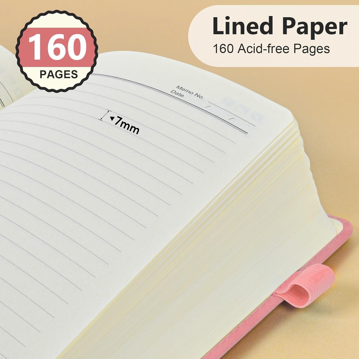 PERCUN Lined Journal Notebook for Men & Women, 160 Pages Leather Journals for Writing, A5 Hardcover Notebooks for Note Taking, Work, School, Business, Travel,Daily Diary 5.9" x 8.5" (Pink)