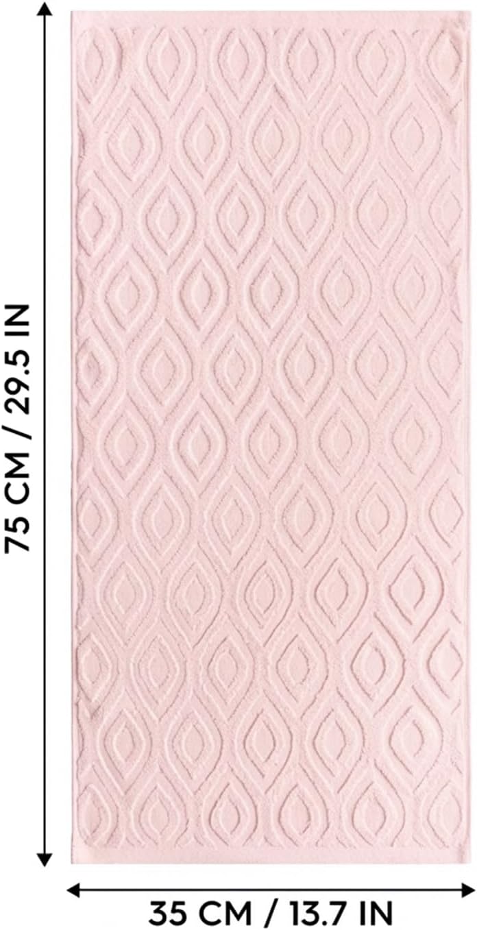 Artoid Mode 2 Pcs Pink 3D Diamond Grid Jacquard Hand Towels for Bathroom, 100% Cotton Soft Absorbent Bathroom Decor Towels, 13.7 x 29.5 Inch