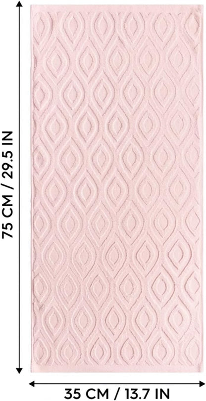 Artoid Mode 2 Pcs Pink 3D Diamond Grid Jacquard Hand Towels for Bathroom, 100% Cotton Soft Absorbent Bathroom Decor Towels, 13.7 x 29.5 Inch