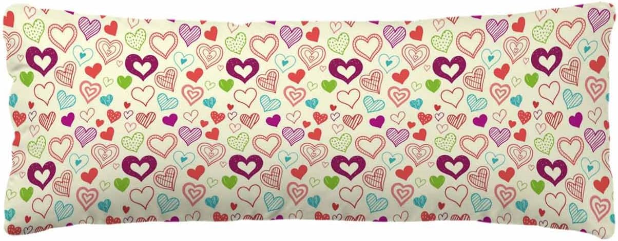 Valentine's Day Throw Pillow Covers, Heart Love Modern Country Light Yellow Soft Breathable Pillow Cases with Invisible Zipper for Sleeping, Long Body Pillowcases for Couch Bed Sofa Chair 20x54 Inches