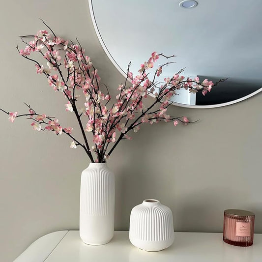 5pack Artificial Cherry Blossom Branches 39" Faux Flower Stems for Home Wedding Decor (5, Pink)