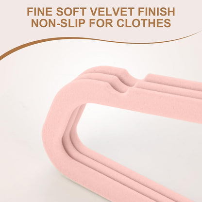TIMMY 36-Pack Velvet Hangers with Gold Hooks - Space-Saving Non-Slip Heavy-Duty Clothes Hangers for Coats, Suits, Dresses, and Sweaters - Slim Design (Blush Pink+Gold)