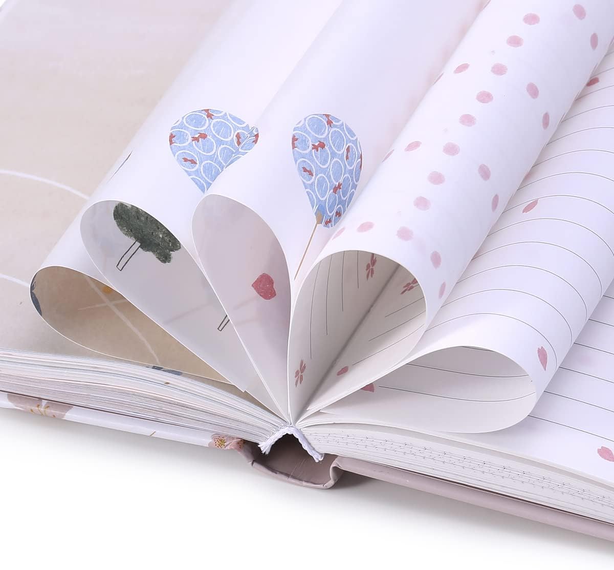A5 Pink Hardcover Notebook Journal,Sakura Grid Diary Book Premium Paper 5.1X 7 in,226 Pages,Horizontal Line Journal for Women Girls Students Work Home School