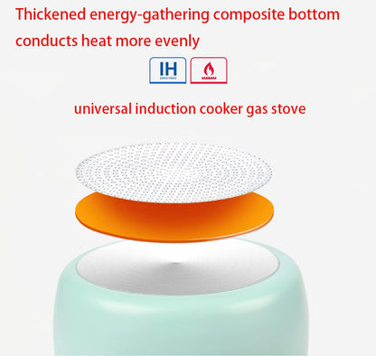 1.2L beige small milk pot with lid cute wooden handle household non-stick pan hot milk baby baby food supplement pot noodle soup pot(size: 5.1 inches long x 3.5 inches high)
