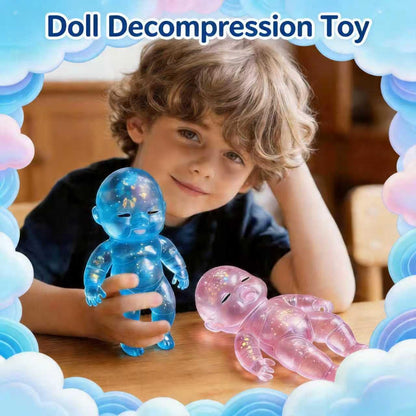 Shiny Baby Doll Soft Rubber Stress Relief Toy – Glowing Stress Ball – Cute Maltose Doll – Stress Relief Toy for Teens and Adults; Party Gift; Soft Toy for Anxiety Relief (Pink)