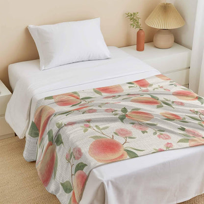Peach Cooling Blanket for Hot Sleepers & Night Sweats, Summer Peach Flower Spring Linen Blanket Breathable Lightweight Throw Blanket Thin Cooling Comforter (30" x 40")