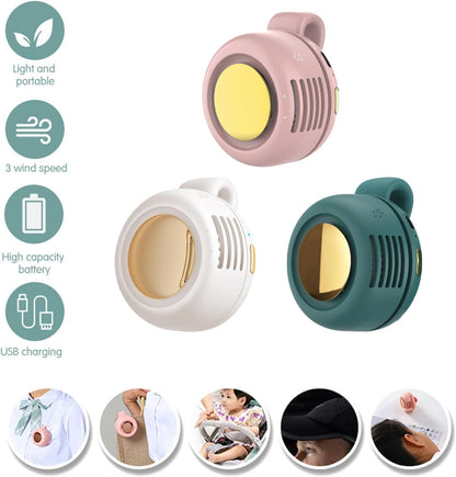 Portable Silent Mini Bladeless Fan, 3 Speeds & Queit, Hands Free Shirt and Waist Clips Whirlwind Fans,Suitable for Outdoor & Travel & Office (1PC-Pink)