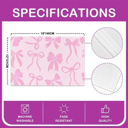 Feelyou Bow Placemats Set of 4 Cute Bowknot Table Mats Pink Peach Place Mat for Kitchen Dining Table Party Decor Indoor Outdoor 18"x12" Non-Slip Easy to Clean