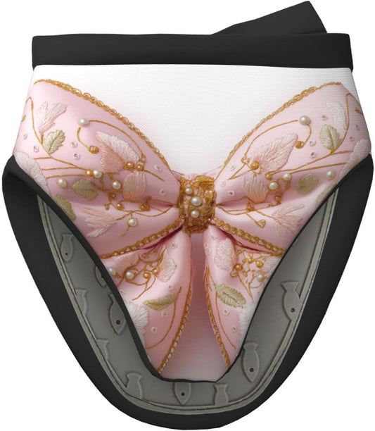 Light Pastel Pink Bow Balloon Embroidered Floral Mini Silicone Oven Mitts Heat and Slip Resistant Kitchen Mittens,Short Oven Gloves for Safe Cooking Baking & Grill,5.9"X5.9"