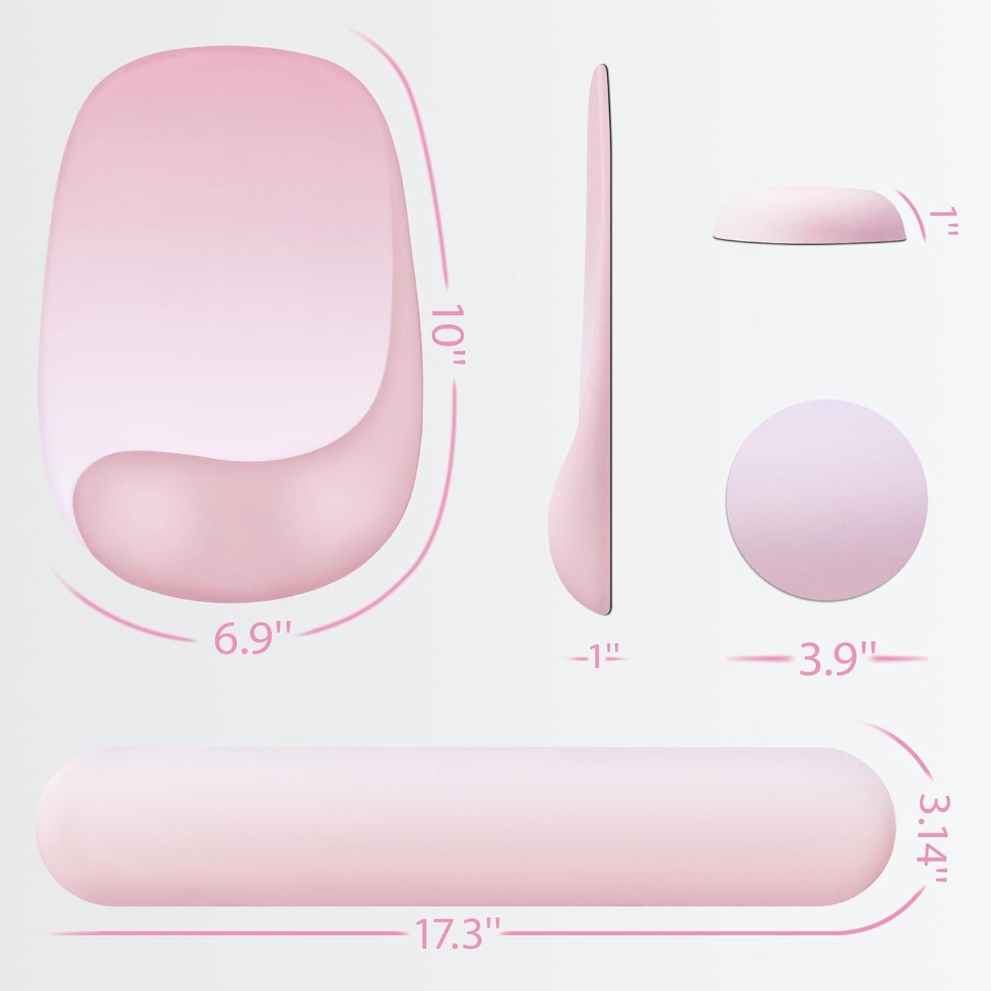 Ospelelf Wrist Rest for Keyboard and Mouse Ergonomic Mouse Pad with Wrist Support Memory Foam Wrist Rest for Computer Keyboard,3-in-1 Gel Mouse and Keyboard Pad for Office Pink
