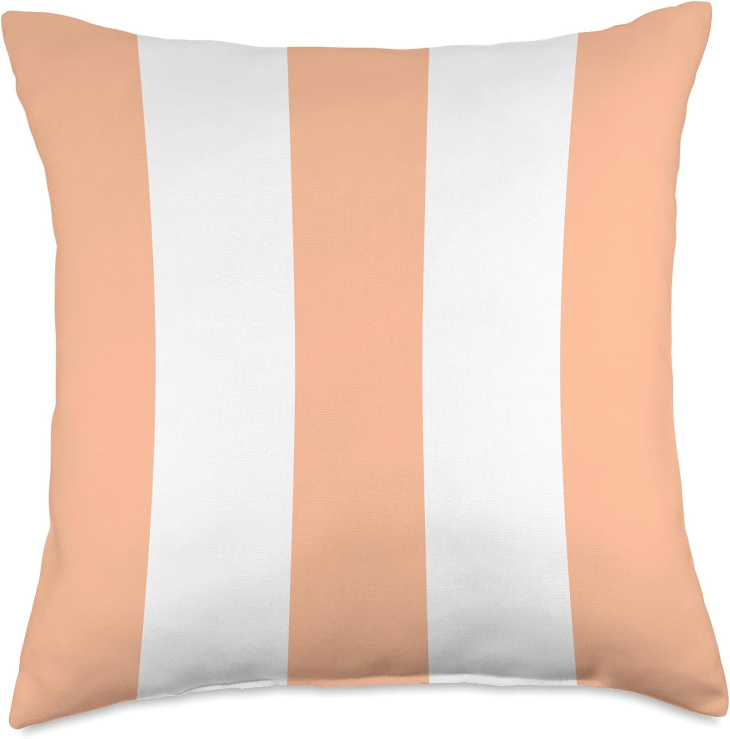 PEACH AND WHITE EXTRA WIDE STRIPES Throw Pillow