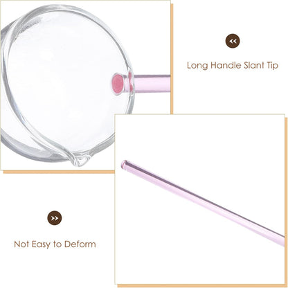 Luxshiny Clear Glass Serving Ladle: Long Handle Soup Spoon Dessert Gravy Ladle for Coffee, Tea, Ice Cream, Cake, Home Kitchen - Pink