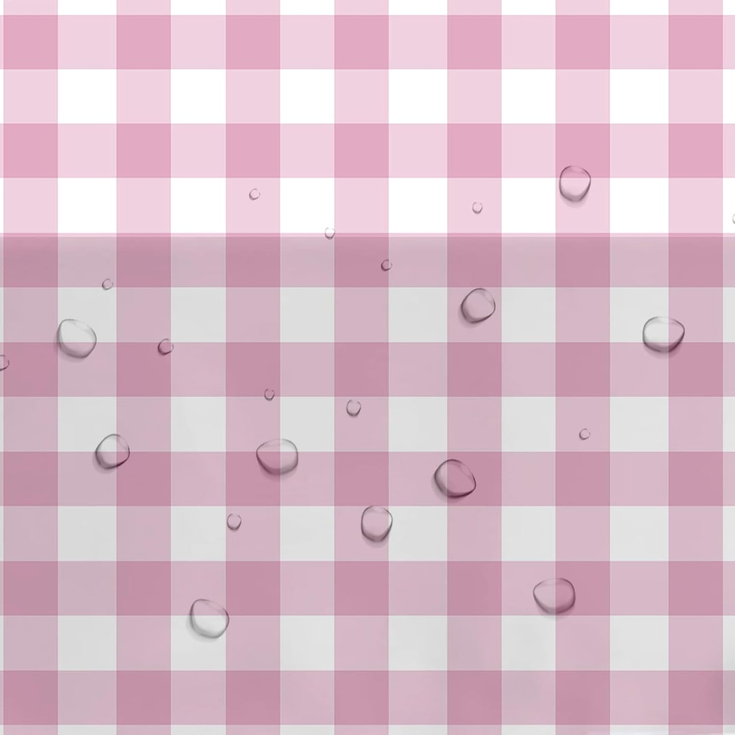 Light Pink Gingham Party Tablecloth Decorations, 3 Pack Pink Checkered Disposable Plaid Party Supplies Tablecover, for Birthday Baby Shower Bridal Wedding, 55in x 86in