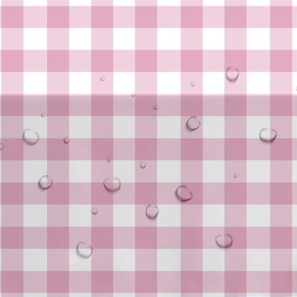 Light Pink Gingham Party Tablecloth Decorations, 3 Pack Pink Checkered Disposable Plaid Party Supplies Tablecover, for Birthday Baby Shower Bridal Wedding, 55in x 86in