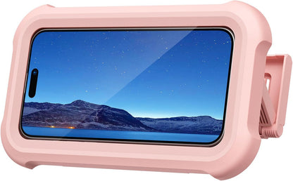 Lamicall Waterproof Shower Phone Holder - Shower Bathroom Bath Cellphone Accessories for Women Girls, Christmas iPhone Accessories Case Wall Mount Stand, Gift Gadget for 4-7" Phones, Pink