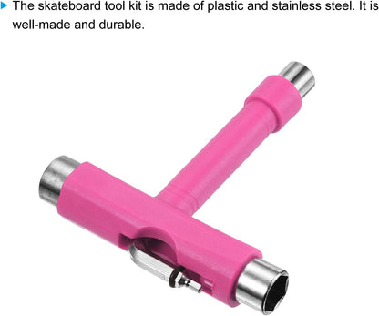 PATIKIL All-in-One Skate Tool, Multi-Function Portable Skateboard Tool T Tool Wrench with L-Type Cross Head Screwdriver
