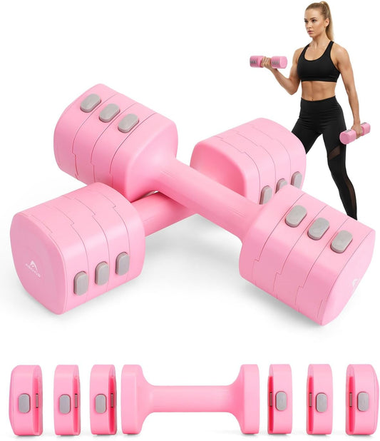 Abahub Dumbbell Set for Home Gym, 4 in 1 Adjustable Weights Dumbbells Set with Kettlebell Grip Converter for Women