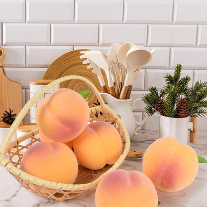 Artificial Peaches 6PCS Fake Yellow Peaches Simulation Peaches Fake Fruits Simulation Peaches for Home Kitchen Table Decor Photography Props