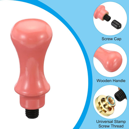 PATIKIL Wax Seal Stamp Handle Only, Wooden Handle Replacement Sealing Stamp Handles for Wedding Invitation Card Letter Envelope Style 2, Pink