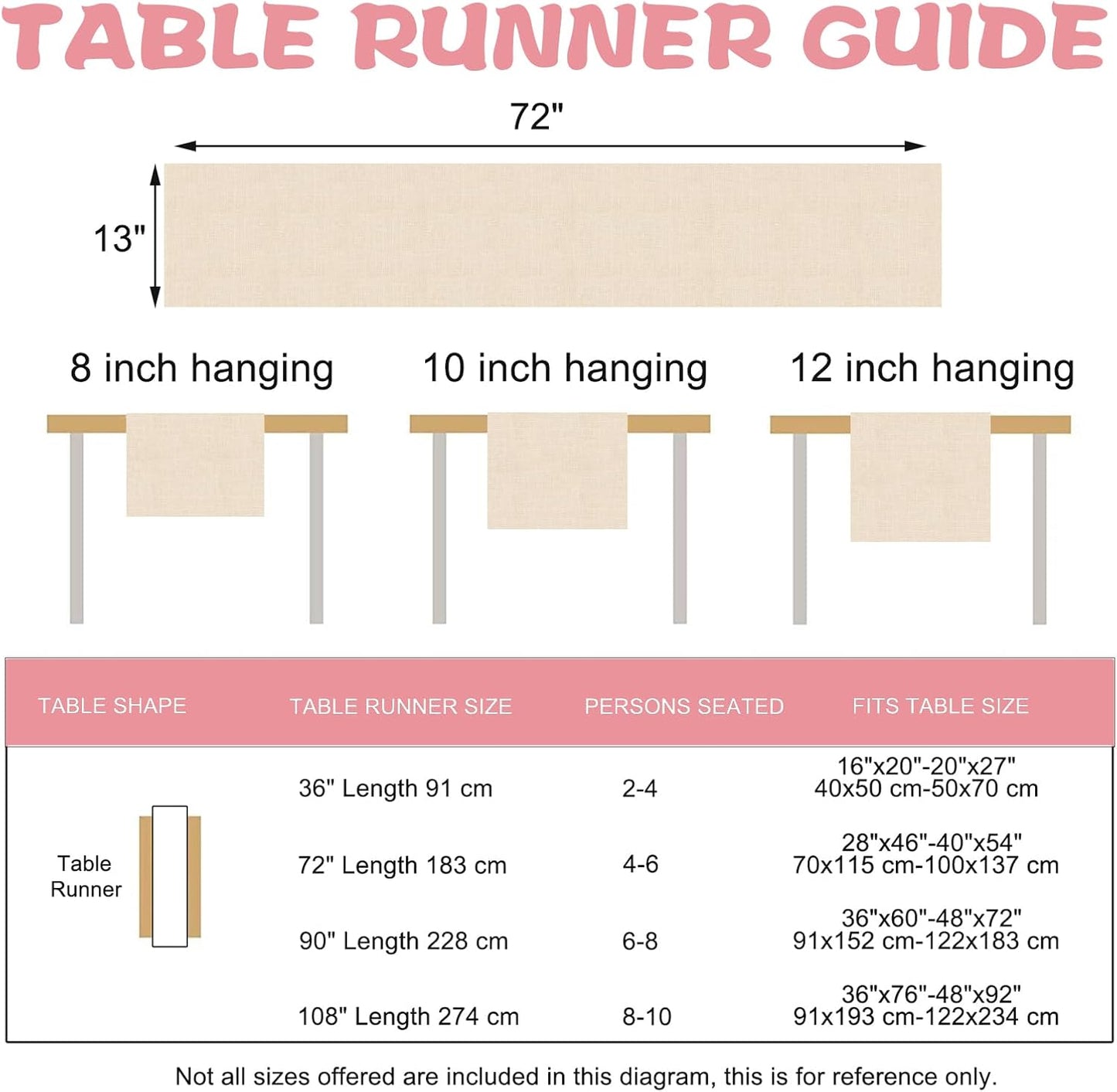 Pink Bow Dining Table Runner, Coquette Ribbon Preppy Burlap Kitchen Decoration, Aesthetic Girly Indoor Outdoor Home Decor Party Supply 13 x 72 Inches