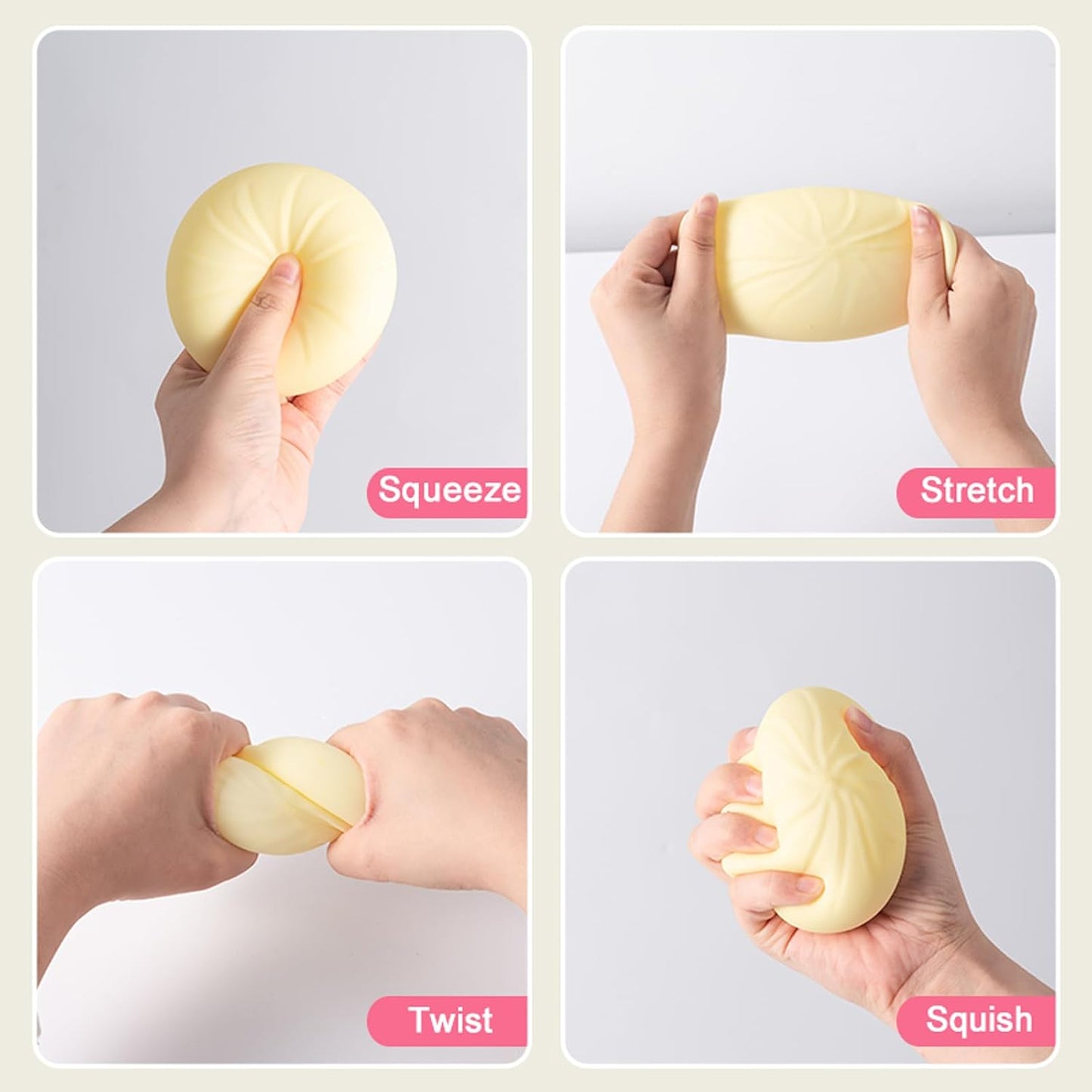 Dumpling Squishy, Mystery Squishy Dumpling Box, Fidget Toys Adults & Teens, Easter Basket Stuffers, Stocking Stuffers, Sensory Stress Ball Squeeze Toys for Stress Relief (Pink)