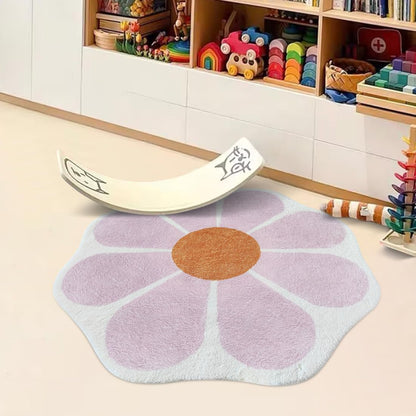 Flower Shaped Round Area Rug,Washable Round Soft Floral Area Rugs for Living Room Girls Bedroom Fluffy Circle Nonslip Circular Indoor Floor Mat for Entryway Kitchen-31.5" Round,Pink