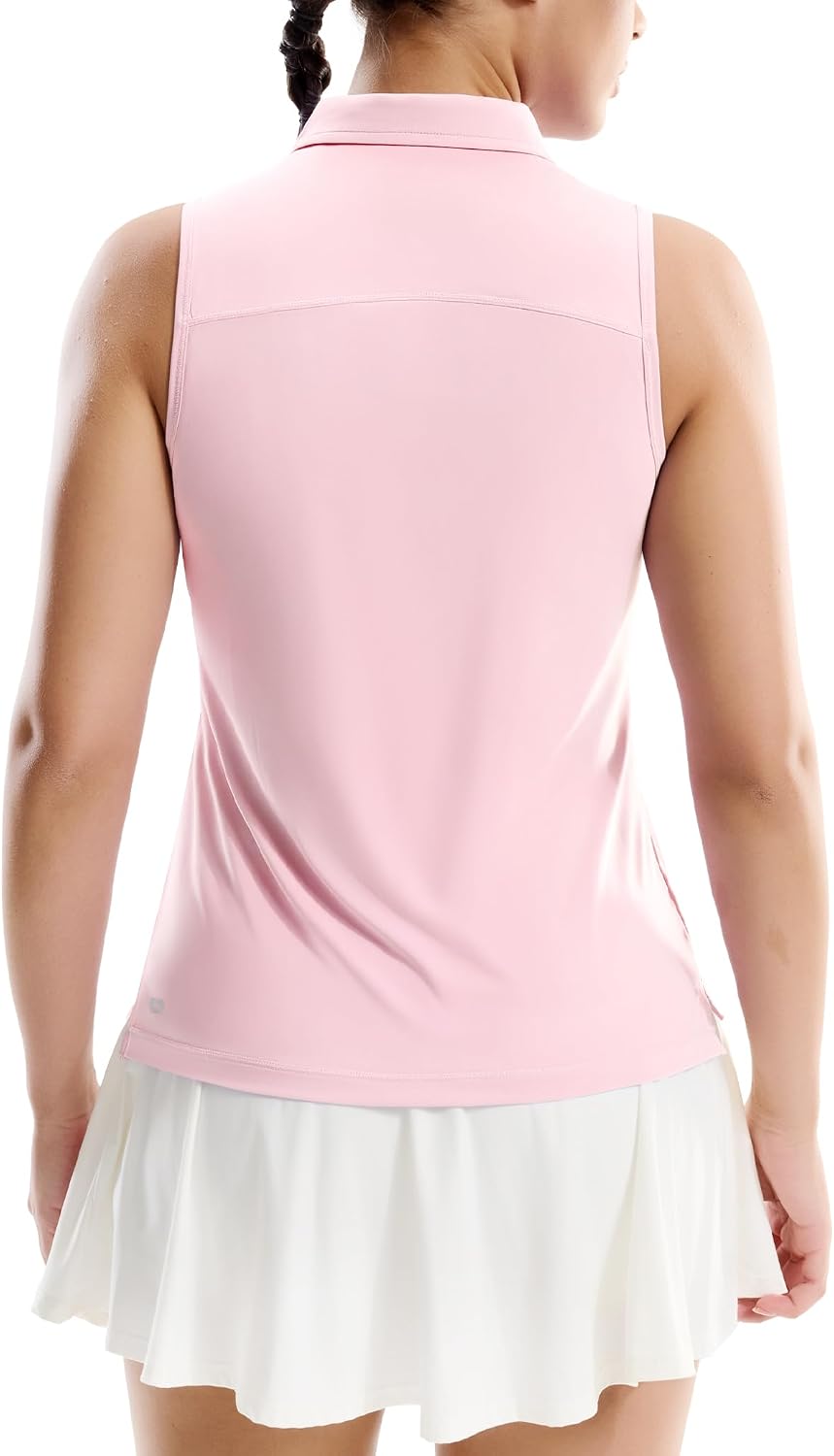 MIER Womens Sleeveless Golf Shirts - Quarter Zip UPF 50+ Collared Polo Tank Tops, Quick Dry Zip Up Tennis Sports Active Tee