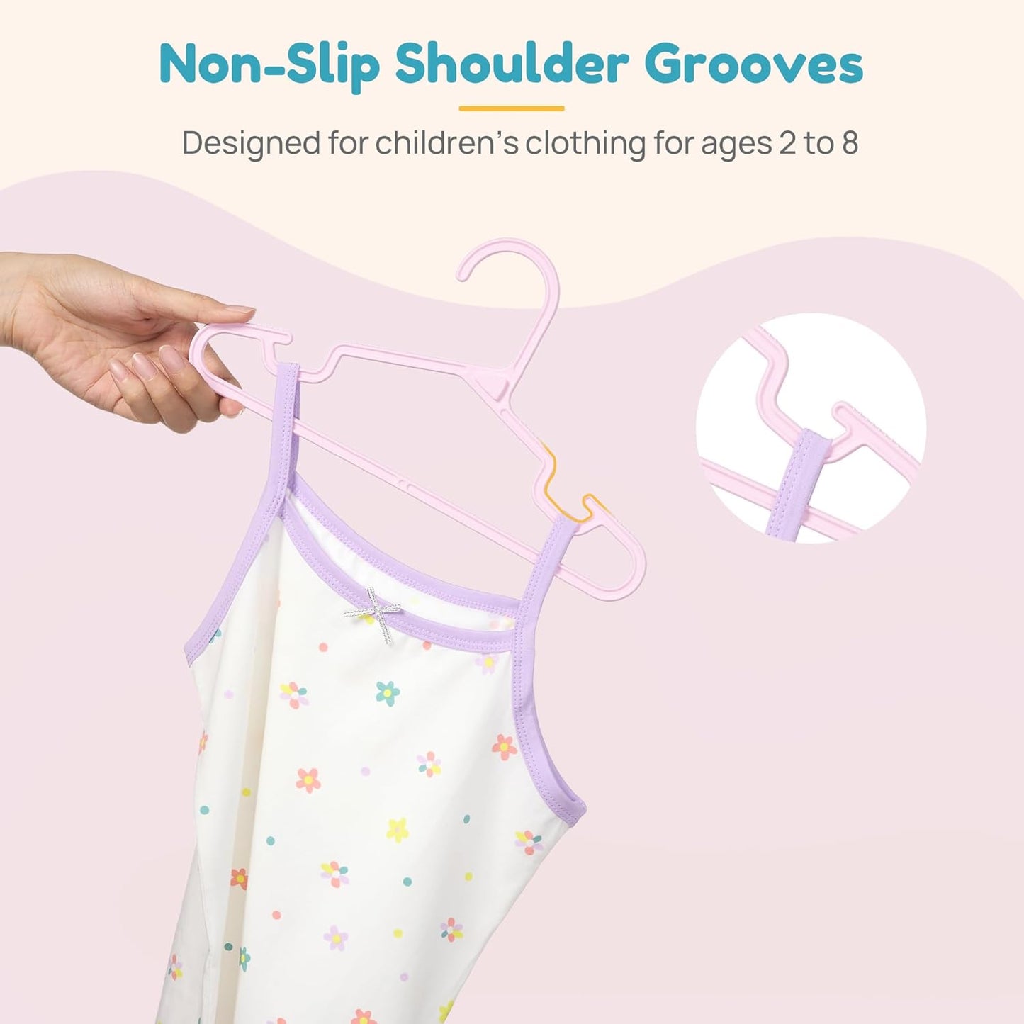 Vtopmart 60 Pack Kids Hangers, 11 inches Baby Clothes Hangers for Closet, StackFit Interlocking Toddler Hanger for Pants, Dress, Skirt, Space-Saving Children Hangers with Non-Slip Shoulder Grooves