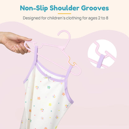 Vtopmart 60 Pack Kids Hangers, 11 inches Baby Clothes Hangers for Closet, StackFit Interlocking Toddler Hanger for Pants, Dress, Skirt, Space-Saving Children Hangers with Non-Slip Shoulder Grooves