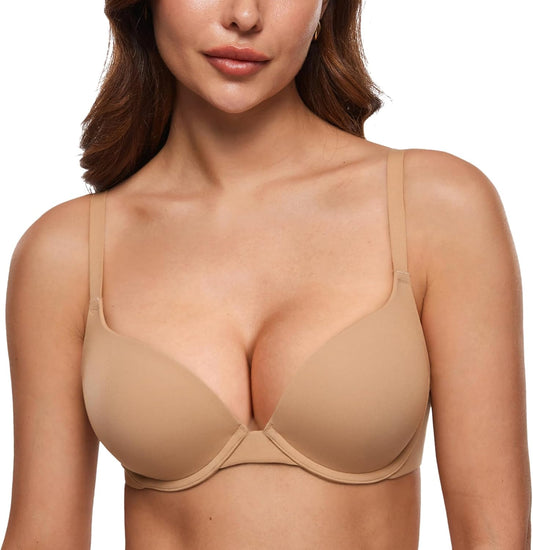 INLYRIC Women's Push Up Bra Tshirt Demi Supportive Bras Underwire Plunge Padded Comfortable Inbarely Plus Collection