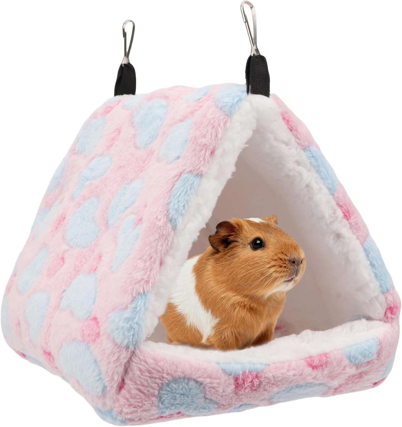Litewoo Sugar Glider Bed Cozy Small Animal Hammock Hanging House Washable Warm Guinea Pig Hideout Hamster Cave Accessories for Rat Hamster Gerbil Sugar Glider Chinchilla Squirrel and Bird (Large Pink)