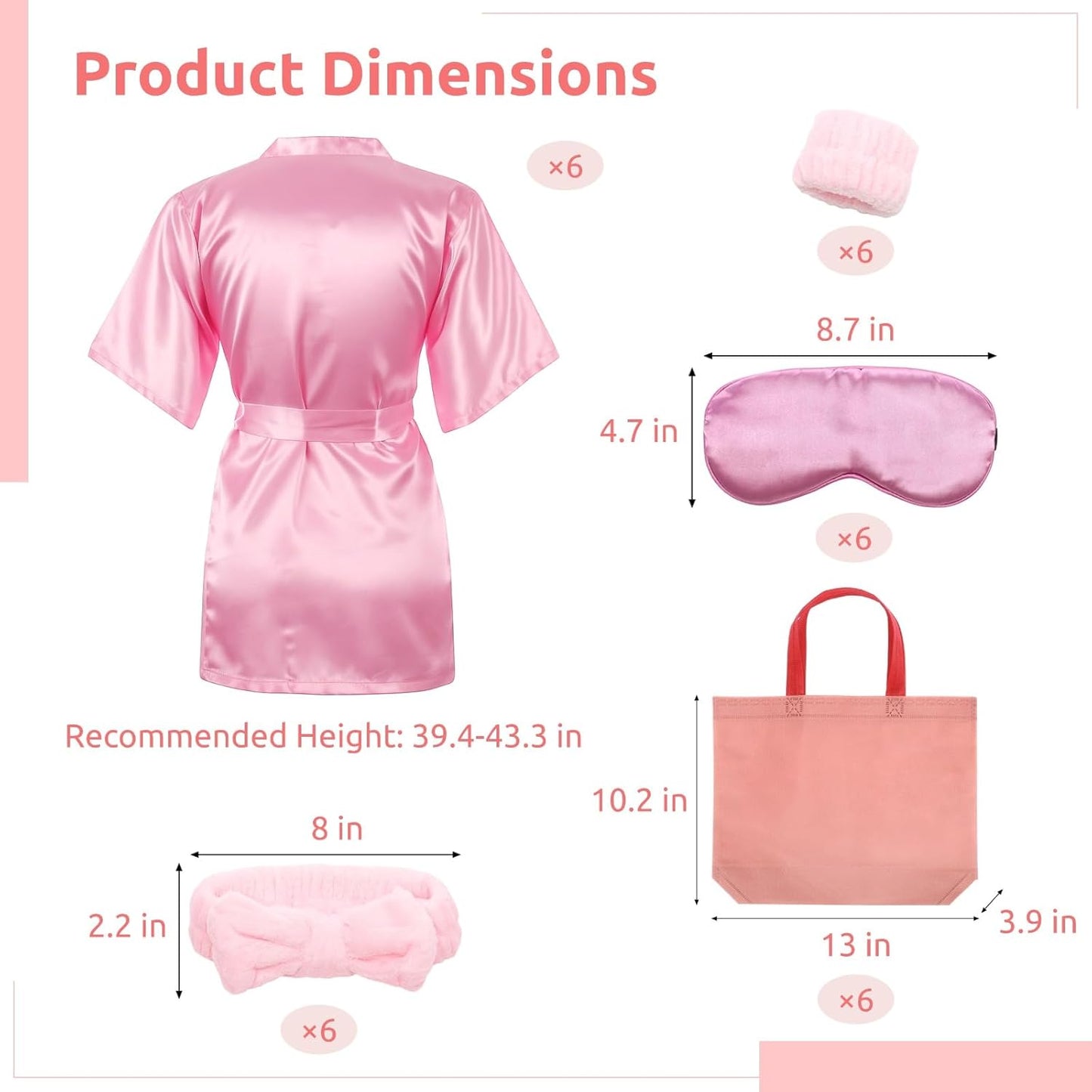36 Pcs Sleepover Party Supplies Set, 6 Soft Spa Party Robes, Chic Tote Bags, Cozy Eye Covers, Pink Sleep Theme, Birthday Party Favors