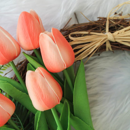 30pcs Real Touch Tulips PU Artificial Flowers, Fake Tulips Flowers for Arrangement Wedding Party Easter Spring Home Dining Room Office Decoration (Peach)
