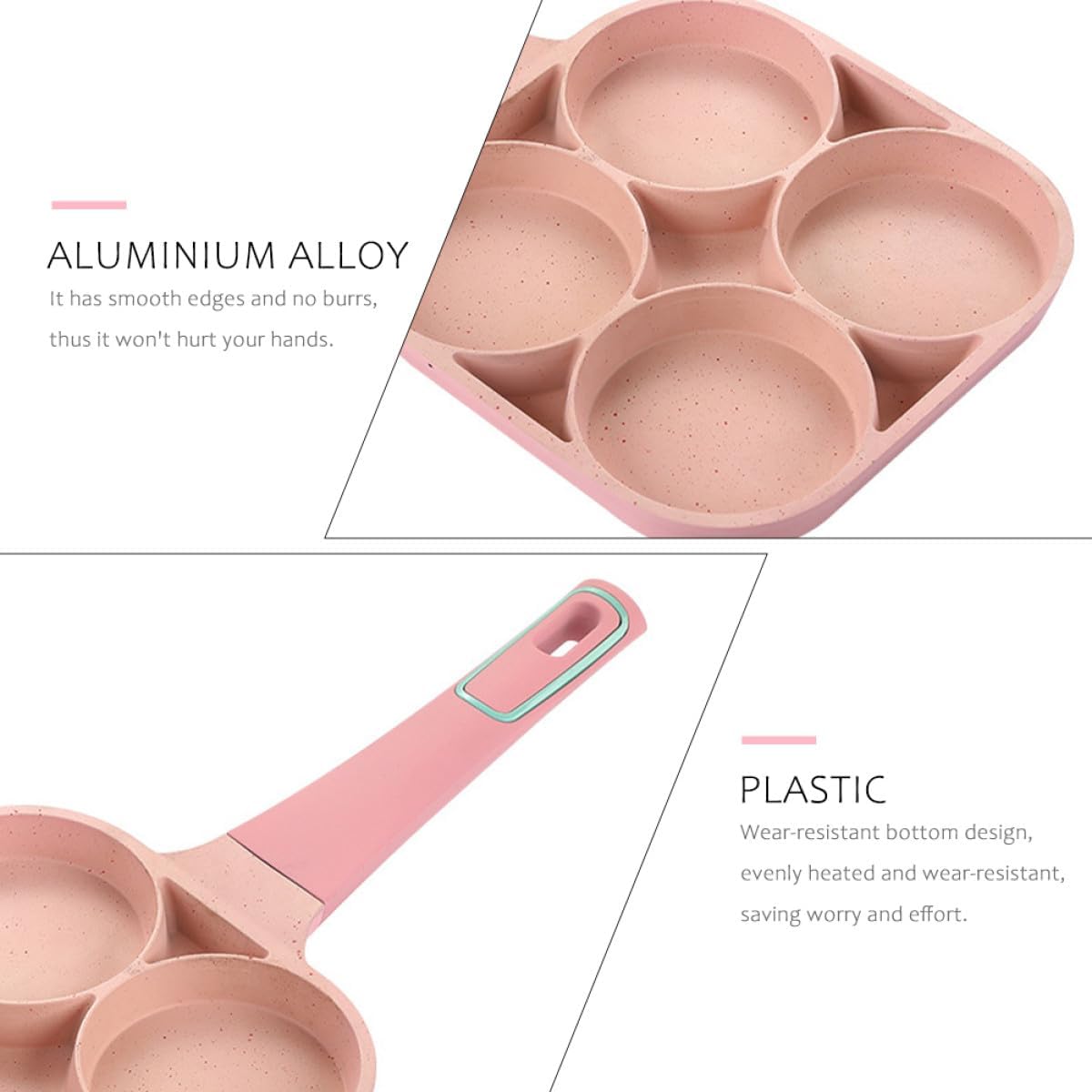 SHINEOFI Non-stick Breakfast Skillet Pan Aluminium Alloy Nonstick Egg Cooker with Groove Design for Easy Cleaning and Cooking Small Flat Frying Pan for Omelettes and Pancakes Pink