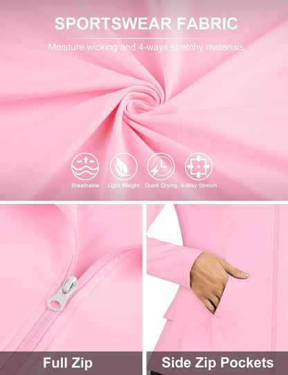 LURANEE Women's Golf Athletic Jackets with Pleated Tennis Skirt Hem Lightweight Full Zip Long Sleeve Shirts with Pockets