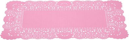 Restaurantware-Pastry Tek 12 x 7 Inch Paper Lace Doilies, 100 Rectangle Disposable Table Doilies - Elegant Lace Finish, Long Lasting, Pink Paper Lace Doilies, for Pastries, Cupcakes, Desserts