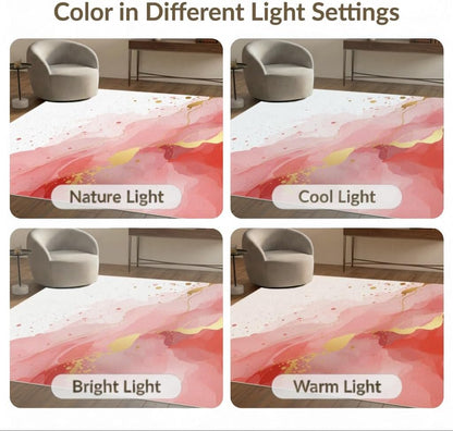4'x6' Washable Modern Abstract Accent Rug, Coral Non-Shedding Small Carpet for Playroom, Bedroom, Reading Nook, Pet Friendly & Kids Safe Play Mat | Ref:2138923