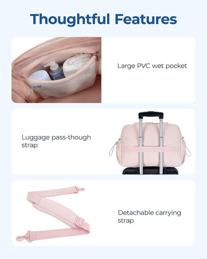 BAGSMART Gym Bag for Women, Duffle Bag for Travel with Wet Pocket, Lightweight Carry on Weekender Duffel, Water Resistant