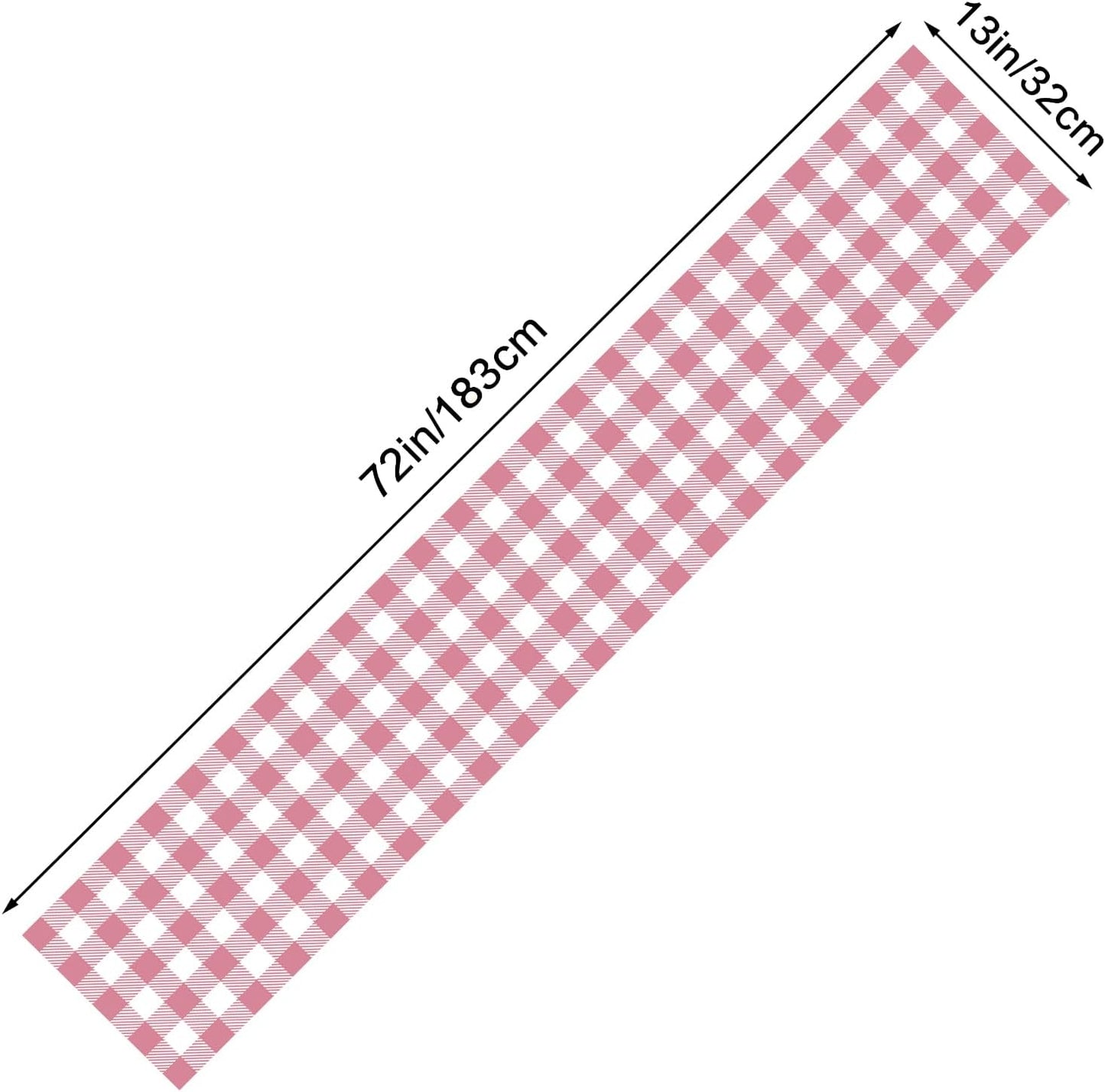 Pink and White Buffalo Plaid Table Runner 13x72 Inch | Classic Holiday Plaid Farmhouse Kitchen Dining Table Decoration for Indoor Outdoor Home Party Decor