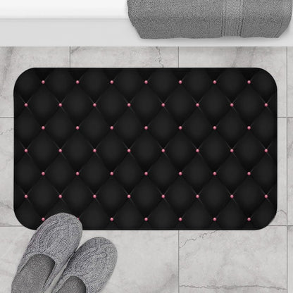 Non Slip Quick Dry Soft Bath Mat Area Rug Geometric Argyle Black and Pink Gothic Glam 18x30 Super Absorbent Plush Thin Bathroom Rugs Fit Under Door - Easy to Clean Floor Mats
