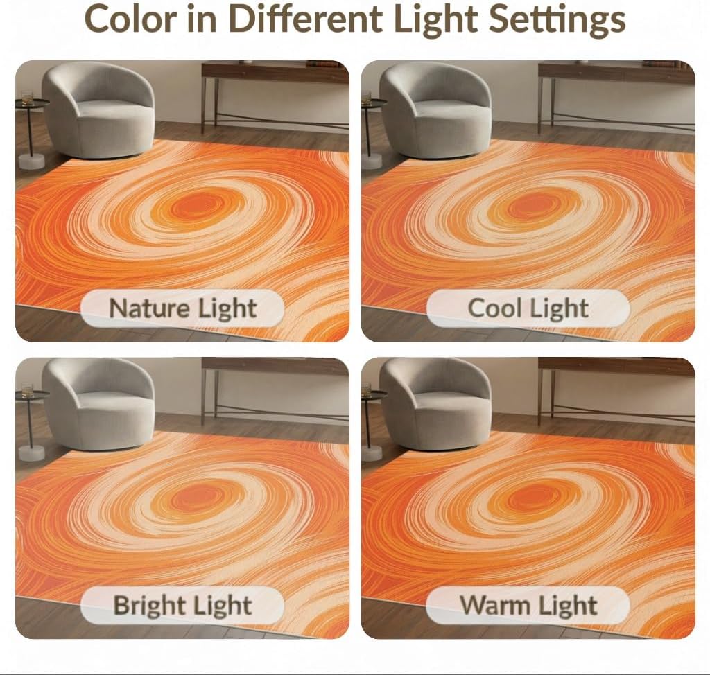 4'x6' Washable Flatwoven Rug, Peach Abstract Gradient Easy Care Throw Carpet Stain Resistant Low Profile Floor Covering for Dorm Room, Small Living Room, Apartment | Ref:2171276