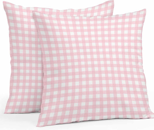 Outdoor Pillow Cover Buffalo Check 2 PCS Waterproof Throw Pillow Covers Pink Plaid Checkered Decorative Pillowcases for Couch Patio Funiture Garden Porch 16 x 16 Inches
