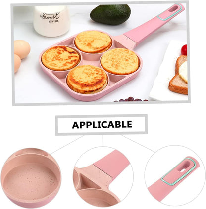 VICASKY Non Stick Egg Frying Pan with Groove Design Compact Lightweight Skillet for Even Heating and Easy Cleaning Practical Home Cooker for Breakfast and Omelette Cooking Pink