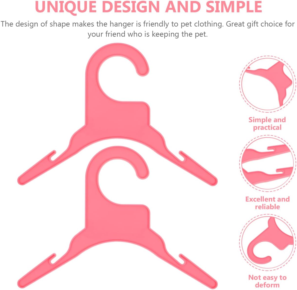 POPETPOP 50 Pcs Dog Clothes Hangers, Cute Pink Dog Drying Coat, Plastic Pet Apparel Hangers, Puppy Drying Racks for Dolls Cats Small Animals (Pink)
